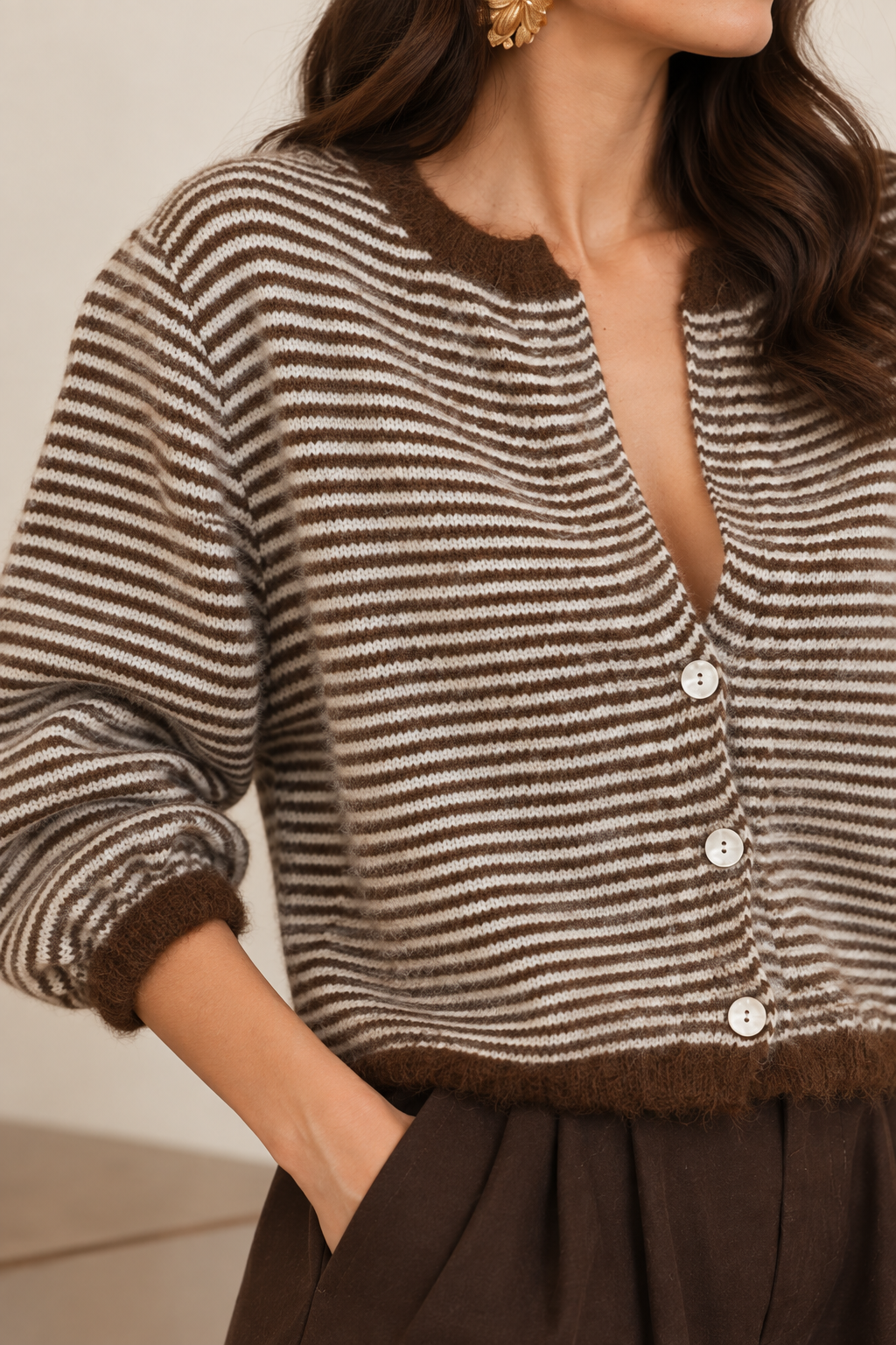 Gilet Billie Rayé Marron