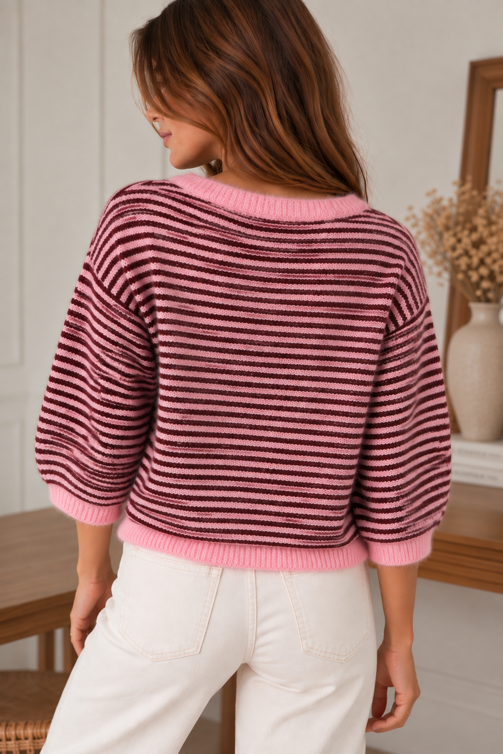 Gilet Billie Rayé Rose