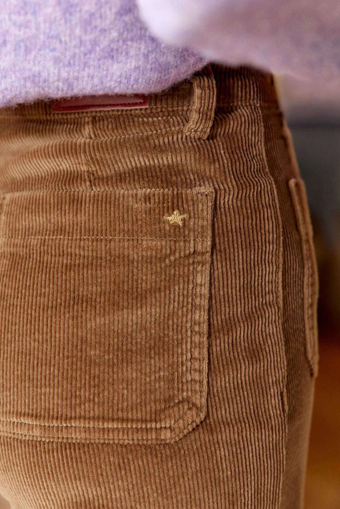 Naura Beige Velvet Trousers