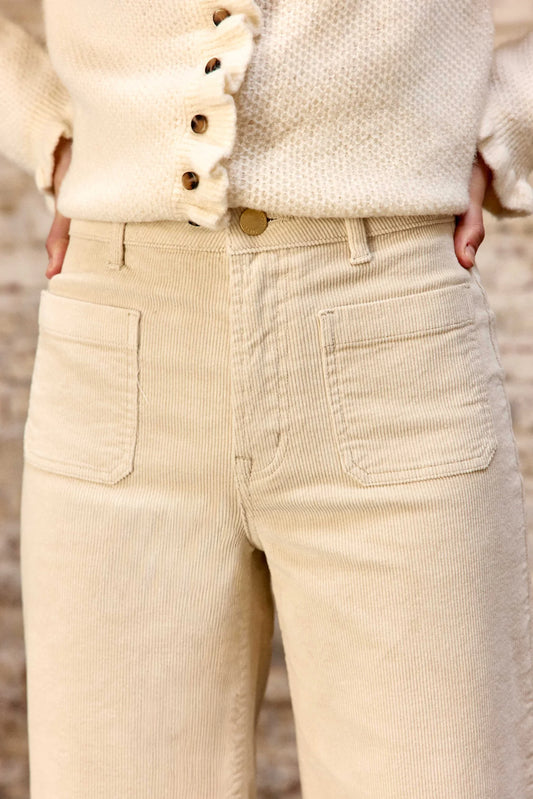 Pantalon Basile Velours Écru