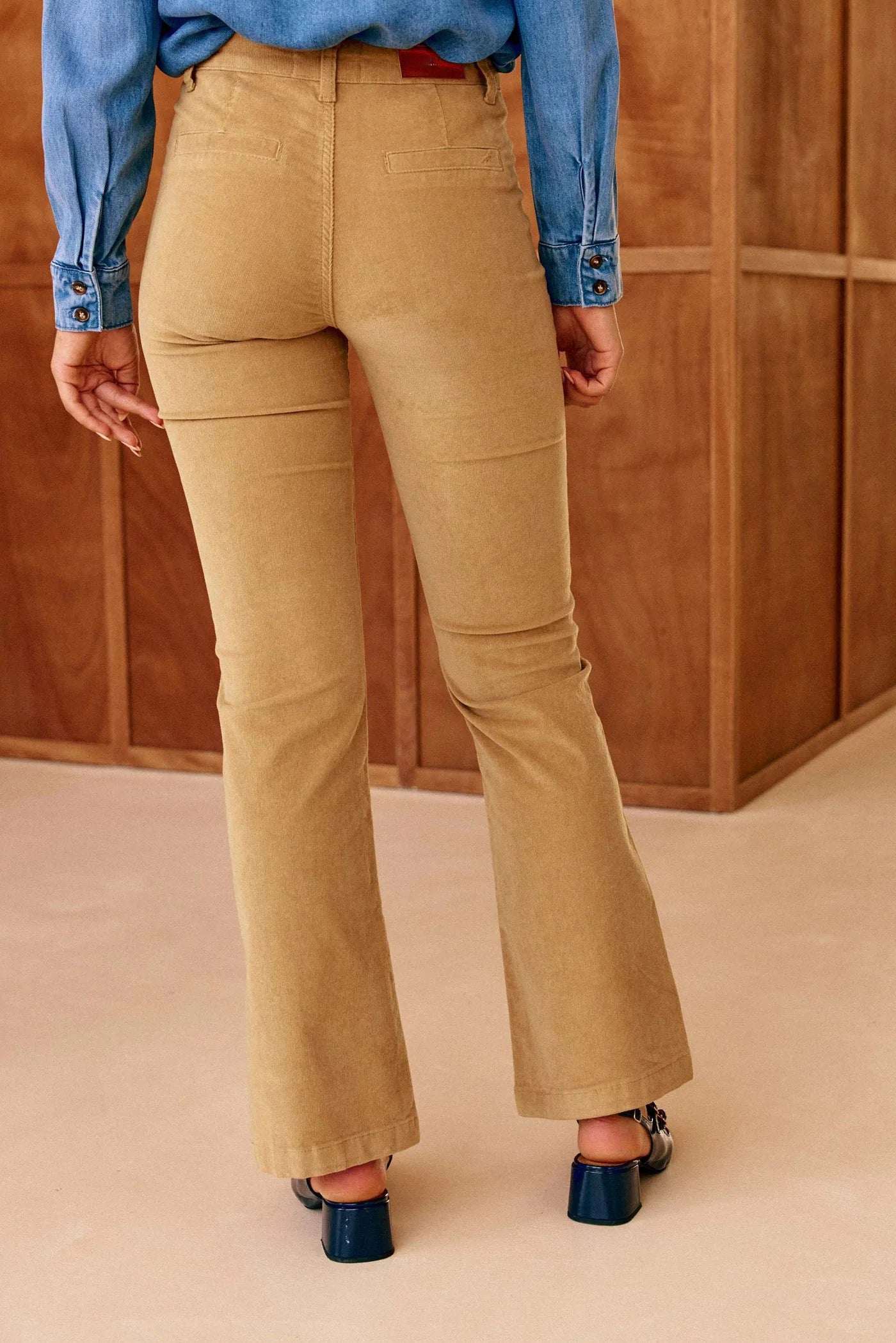 Lana Beige Velvet Trousers