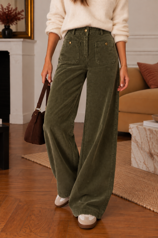 Pantalon Nina Velours Kaki
