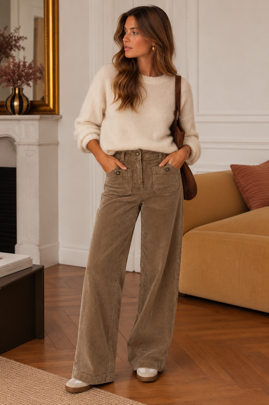 Pantalon Nina Velours Camel