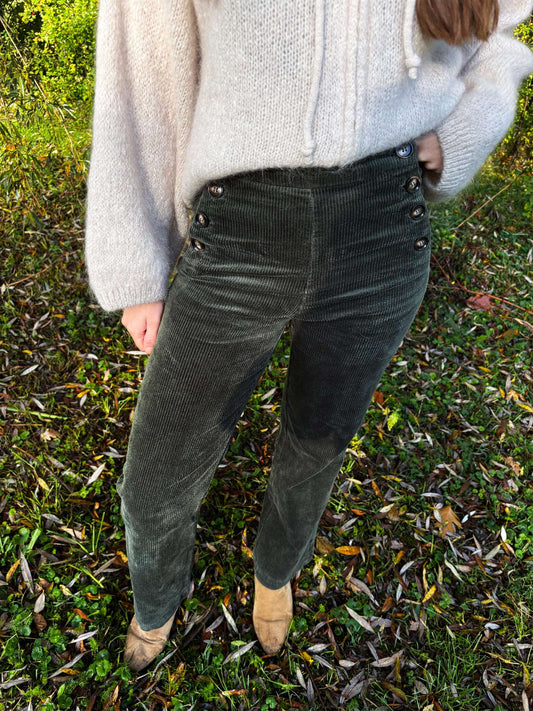 Pantalon Oria Velours Kaki