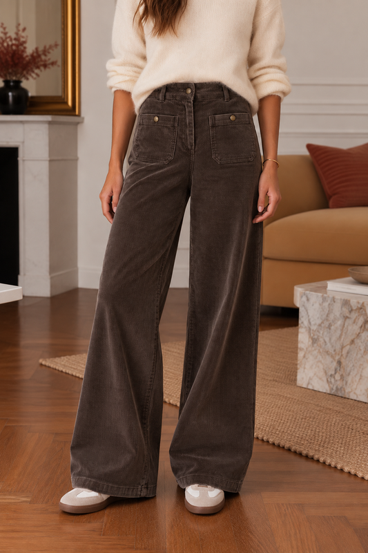 Pantalon Nina Velours Chocolat