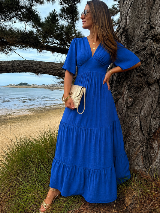 Carla Long Blue Dress - The Chatterboxes