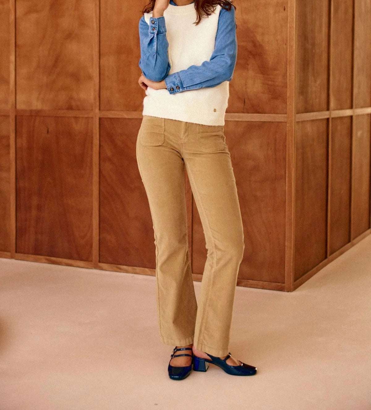 Pantalon Lana Velours Beige