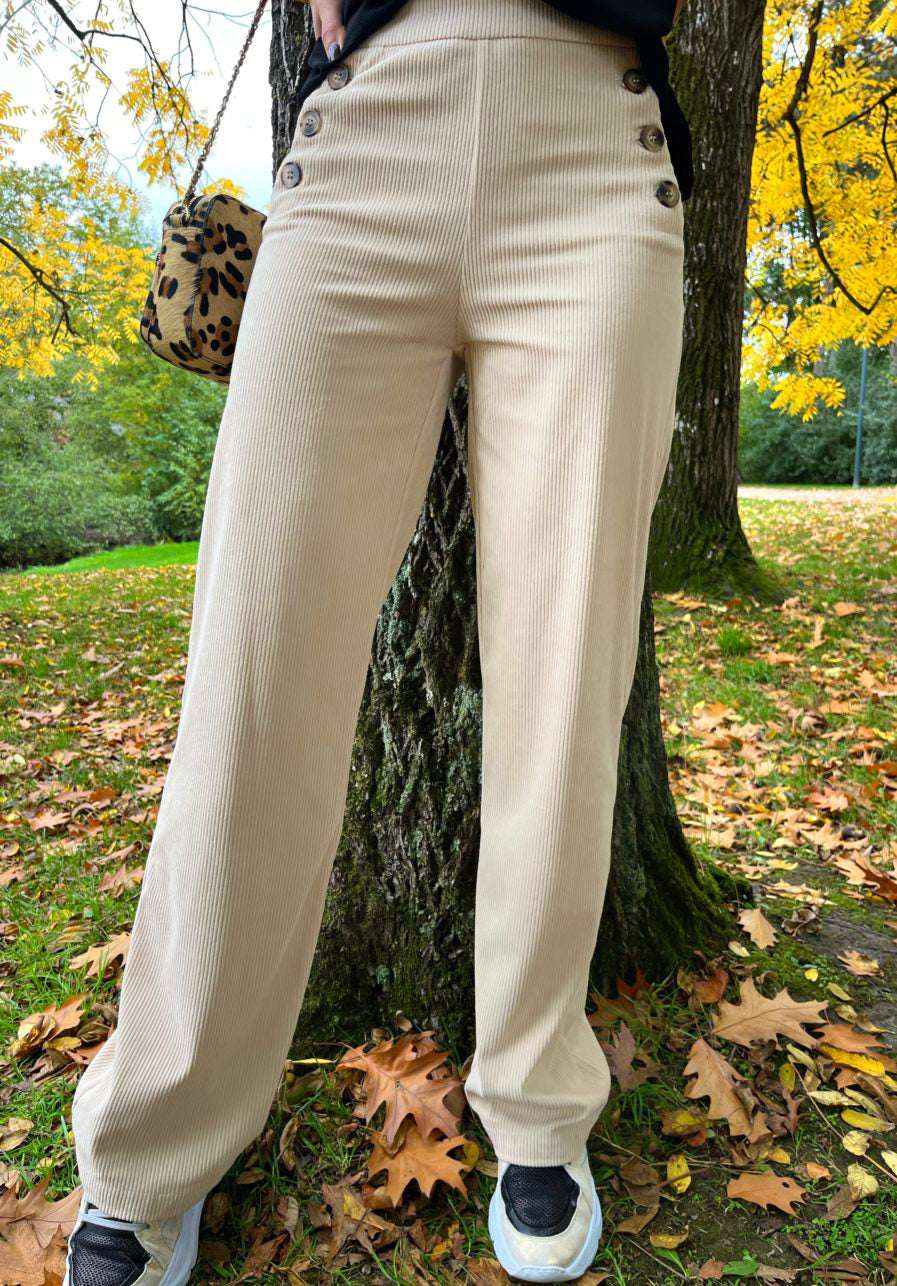 Pantalon Oria Velours Ivoire