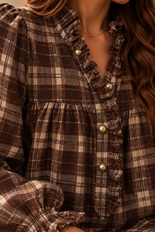 Robe Manon Carreaux Marron