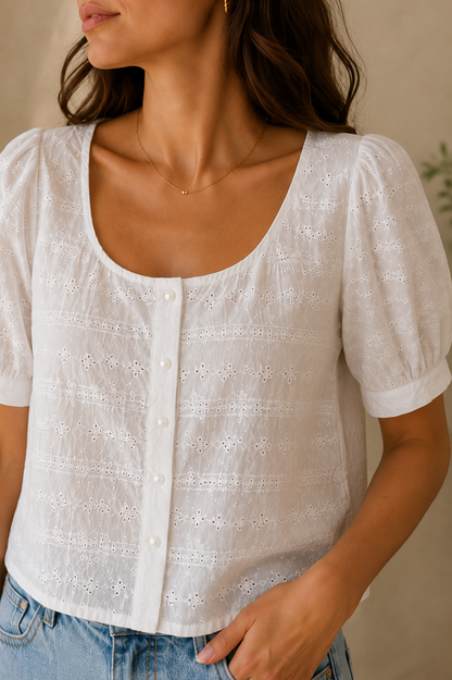Blouse Éléna écru broderie anglaise bohème chic- YCOO Paris| Les Piplettes 