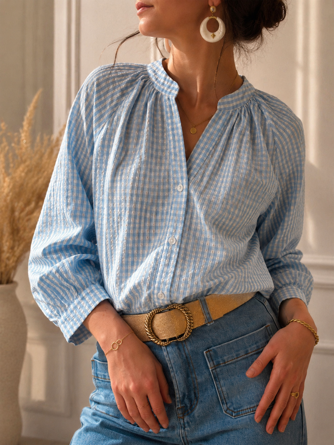 Blouse Paula Bleu Vichy Les piplettes