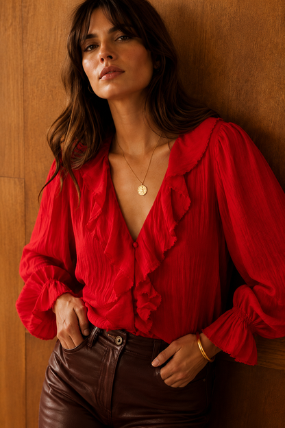Red Solène Blouse