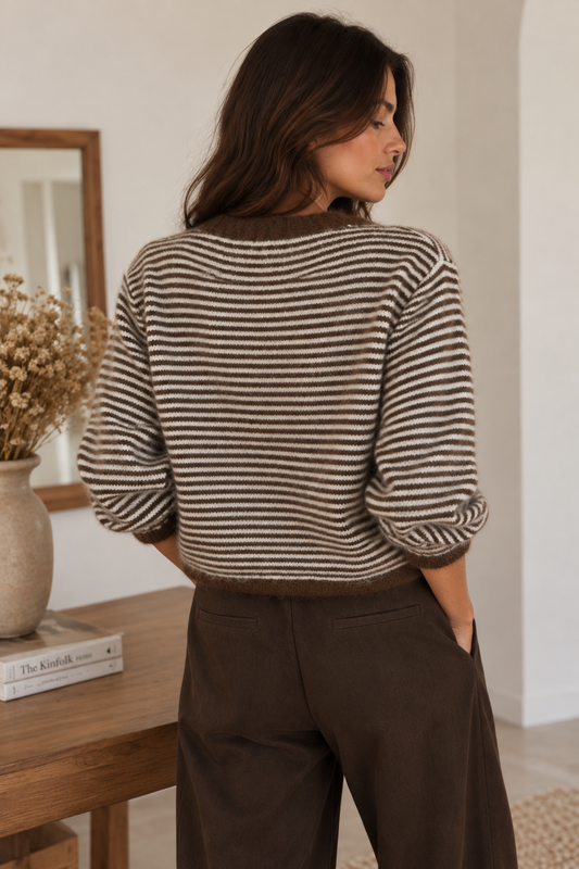 Gilet Billie Rayé Marron