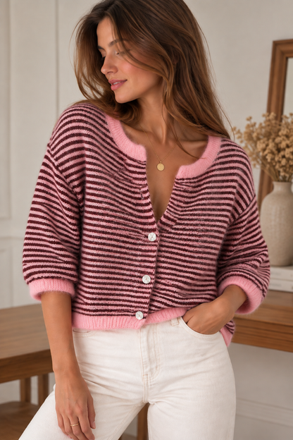 Gilet Billie Rayé Rose
