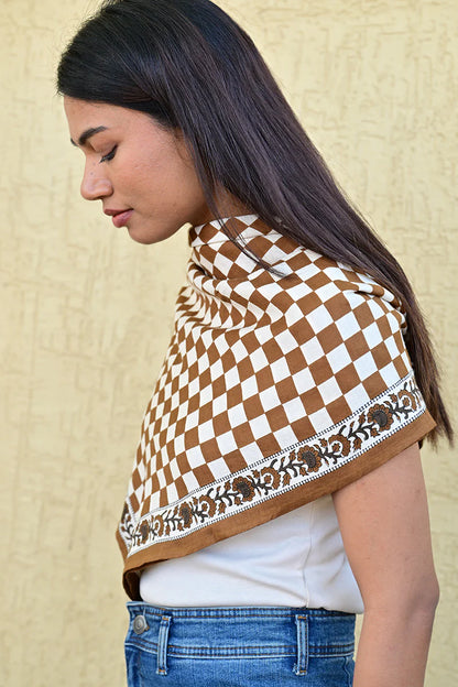 Grand Foulard Checks Bistre