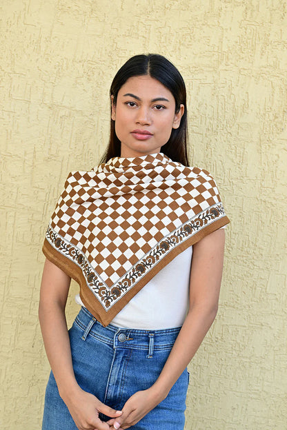 Grand Foulard Checks Bistre