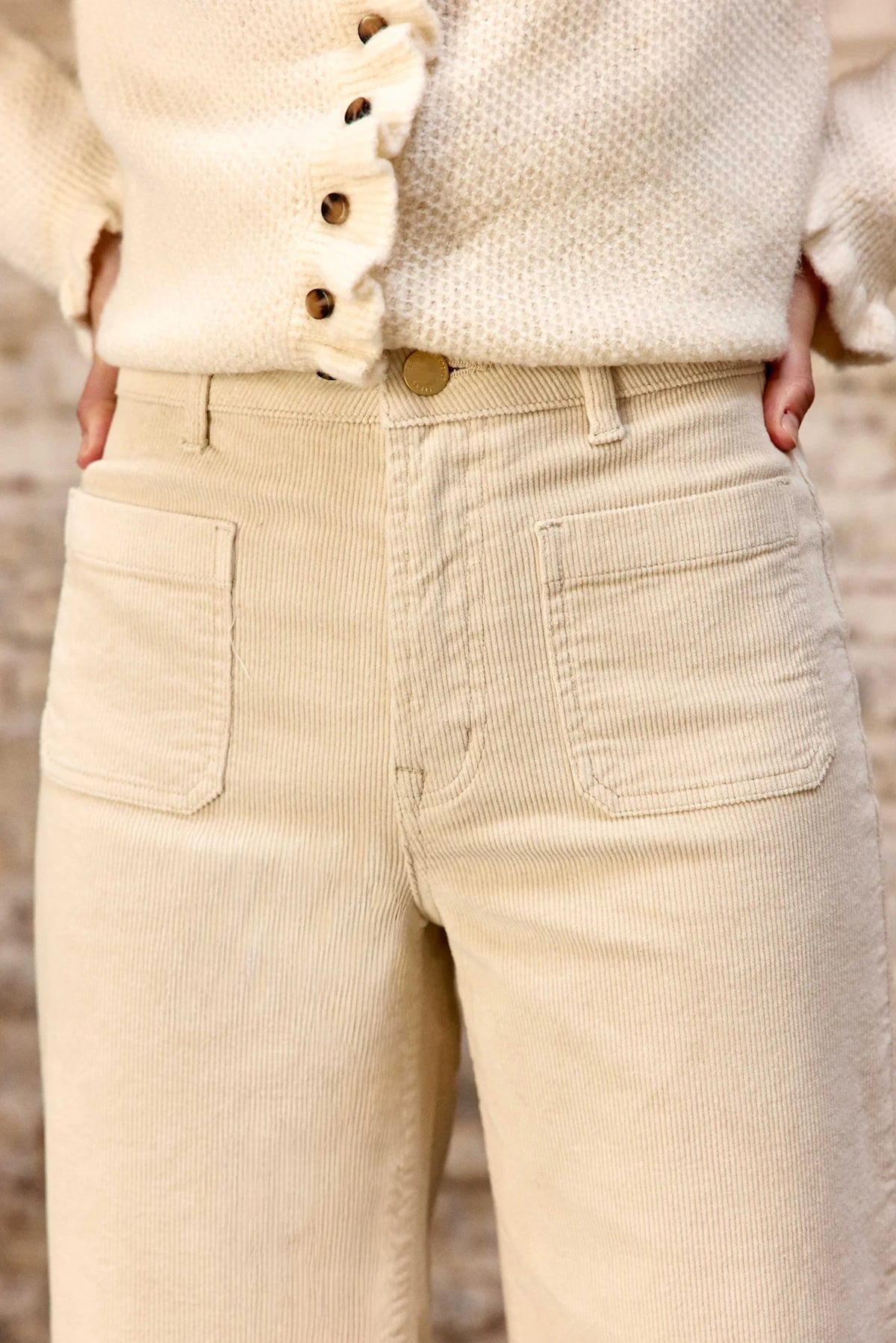 Pantalon Basile Velours Écru
