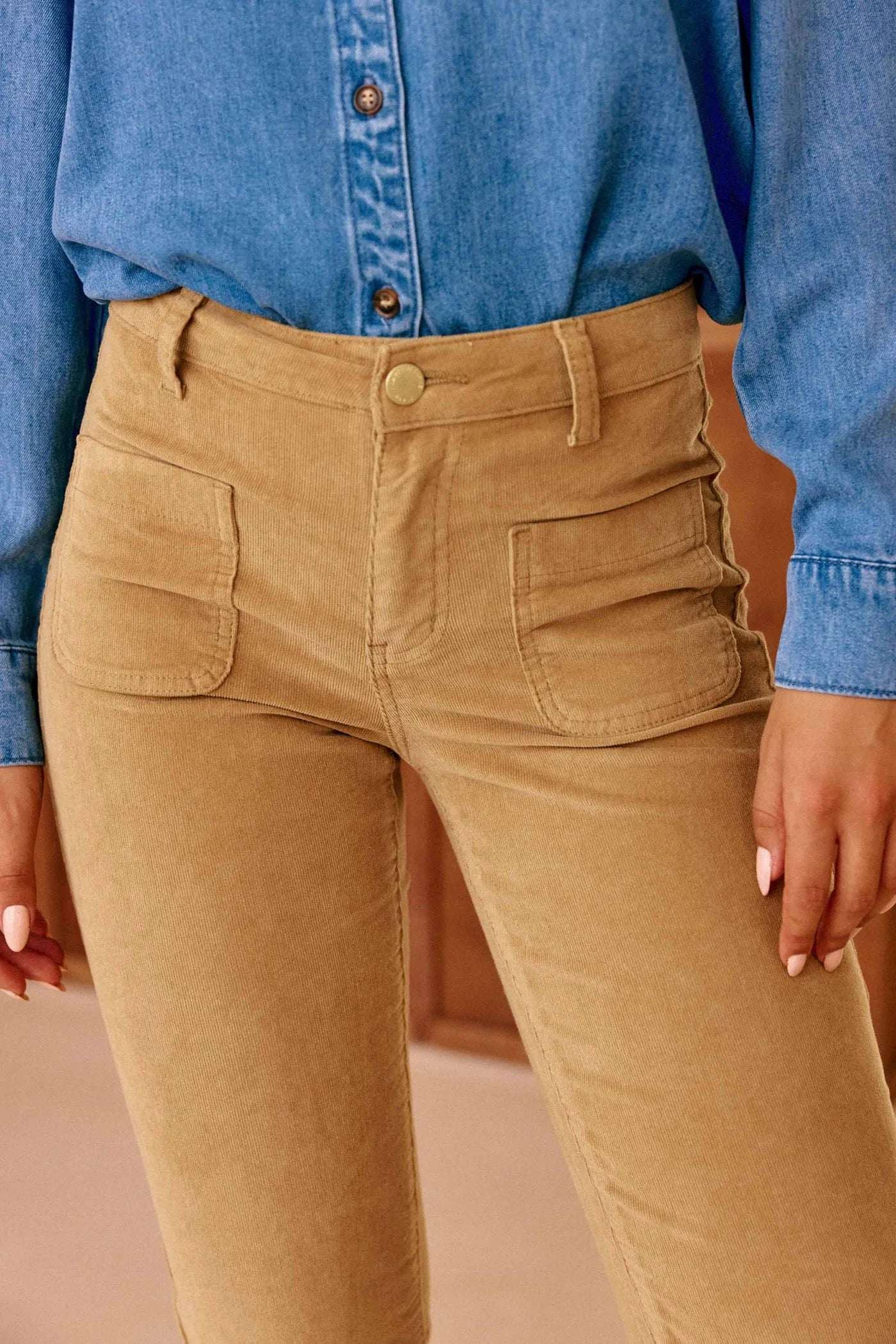 Pantalon Lana Velours Beige