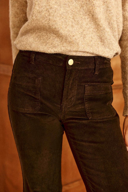 Pantalon Lana Velours Marron