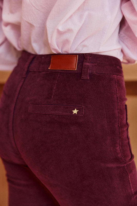 Pantalon Lana Velours Prune