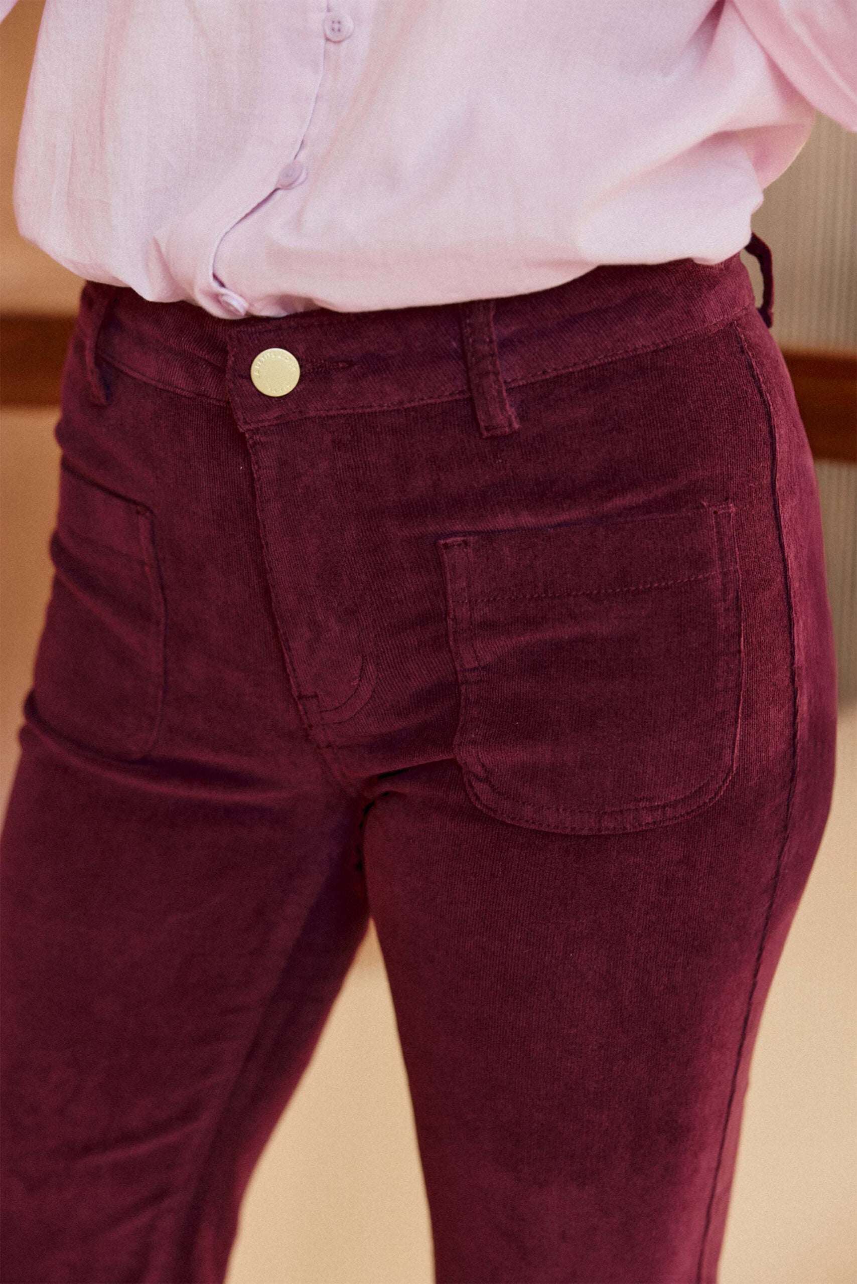 Pantalon Lana Velours Prune