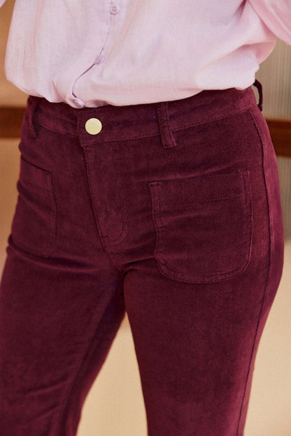 Pantalon Lana Velours Prune