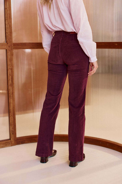 Pantalon Lana Velours Prune