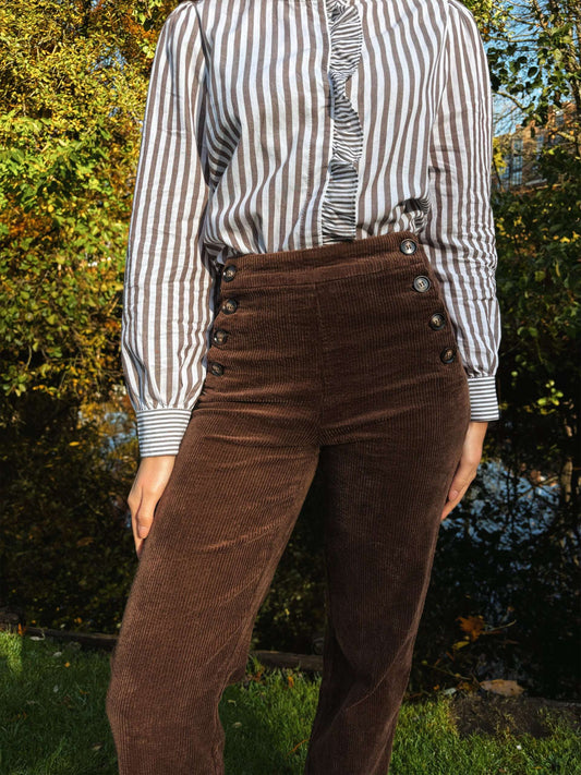 Pantalon Oria Velours Chocolat