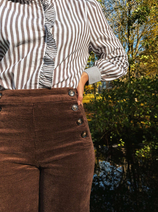 Pantalon Oria Velours Chocolat