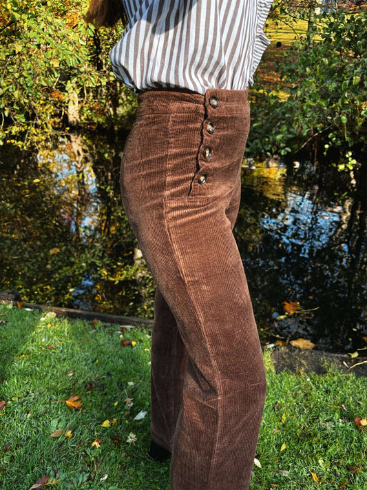 Pantalon Oria Velours Chocolat