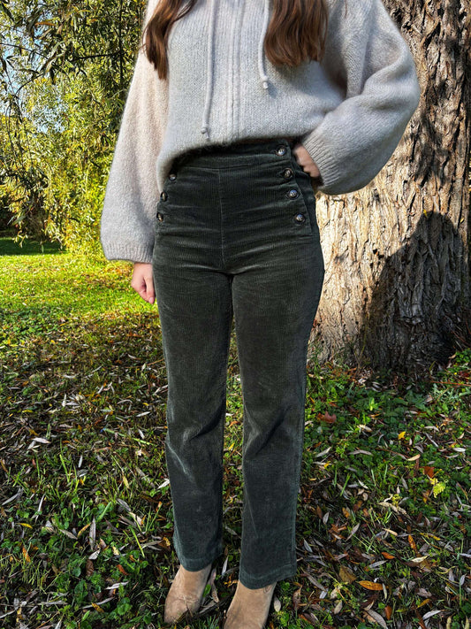 Pantalon Oria Velours Kaki