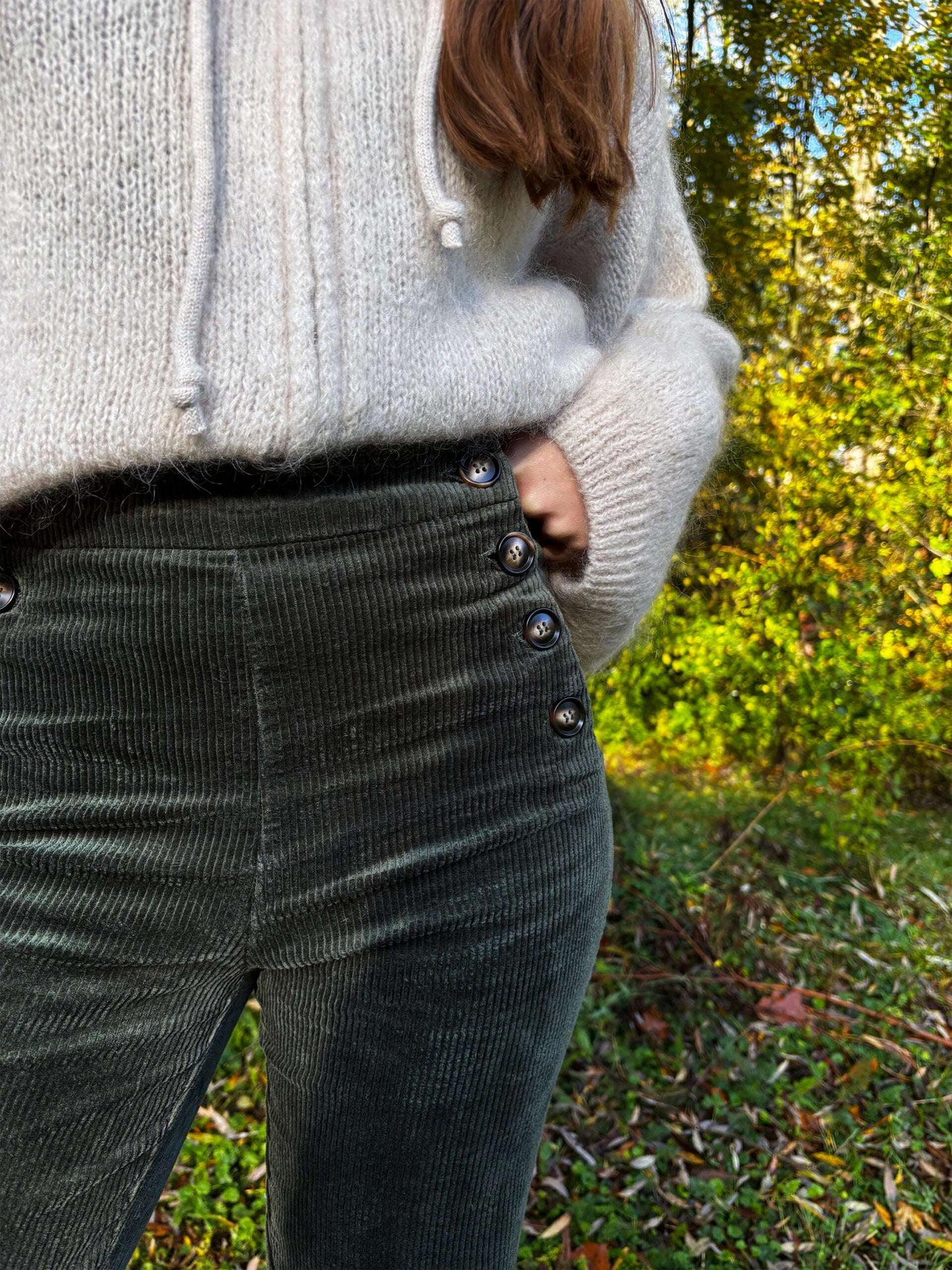 Pantalon Oria Velours Kaki