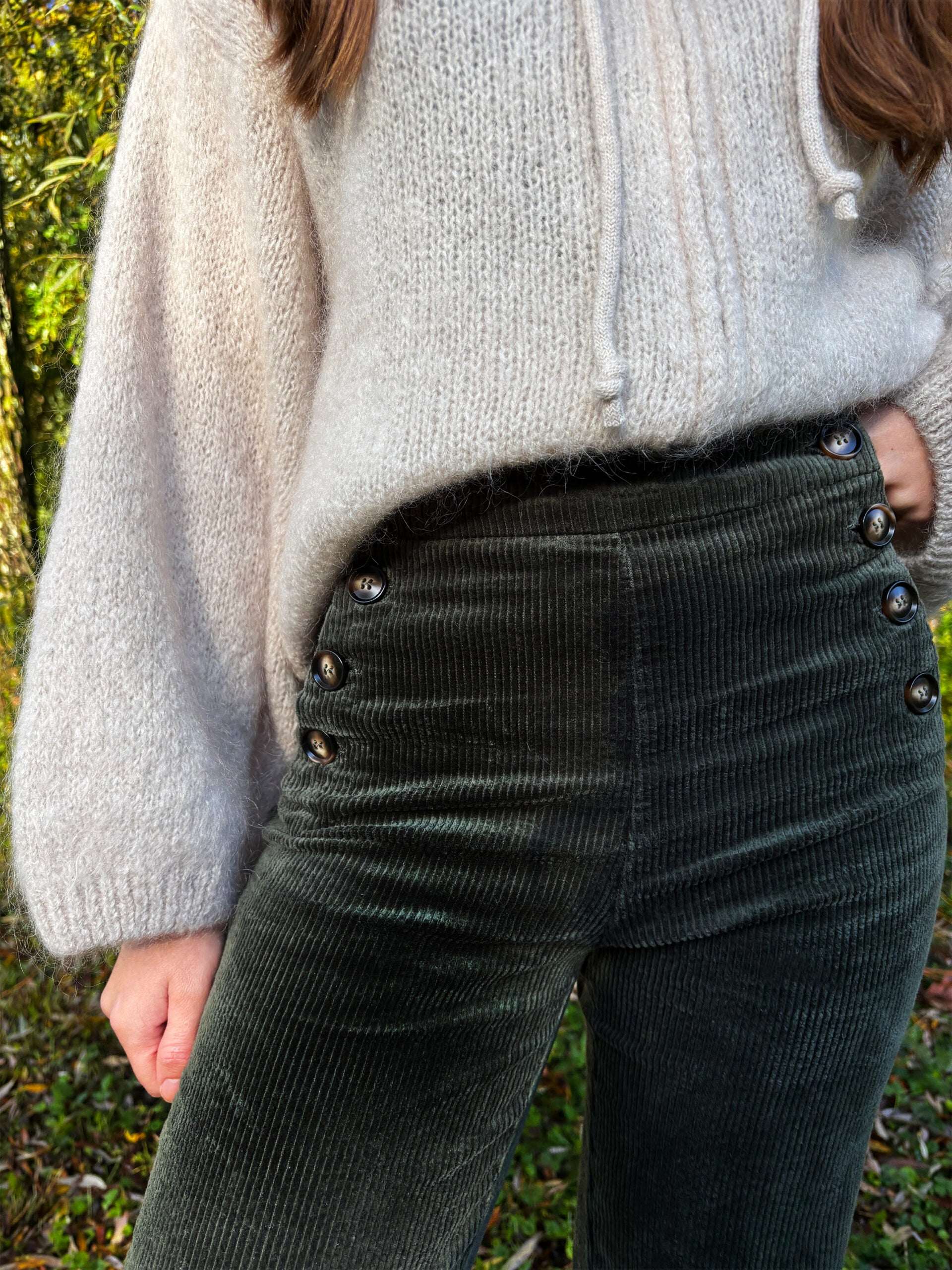 Pantalon Oria Velours Kaki