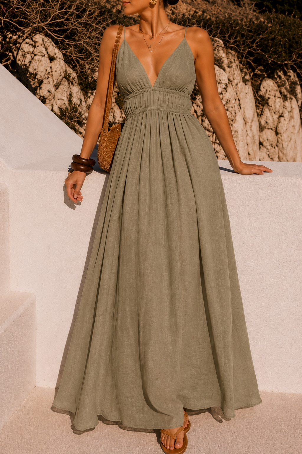 Robe Alizé Beige Femme – Robe Longue Fluide & Dos Ouvert | Les Piplettes