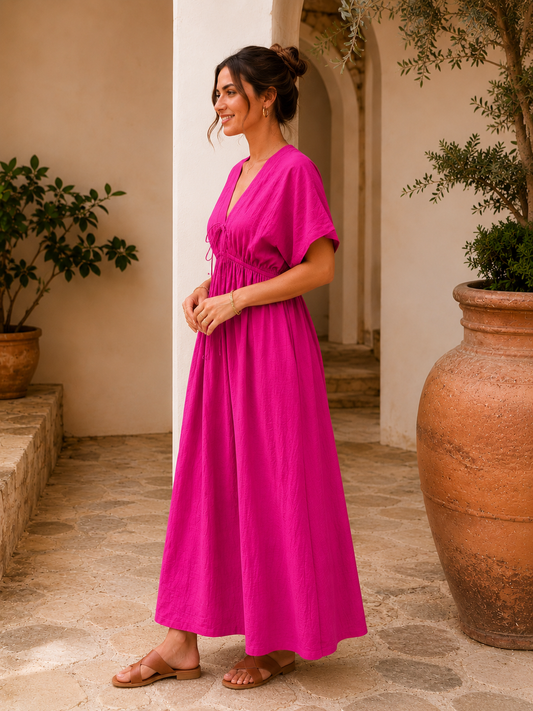 Robe longue Esmée Fuchsia Les Piplettes