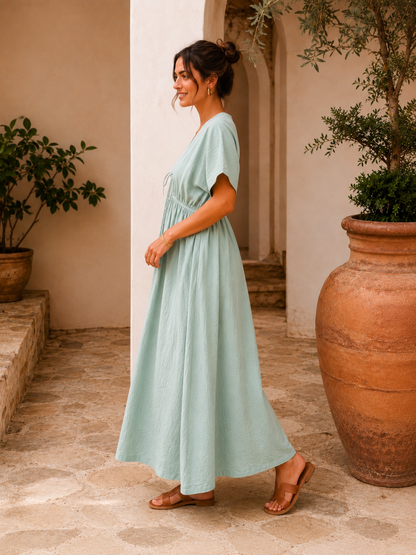 Esmée Long Dress Sage Green Les Piplettes