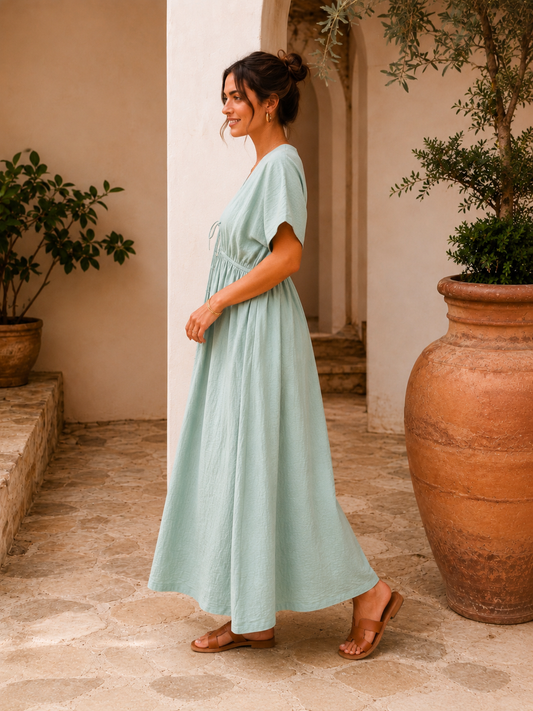 Esmée Long Dress Sage Green Les Piplettes