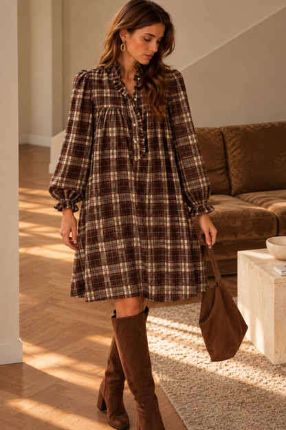 Robe Manon Carreaux Marron