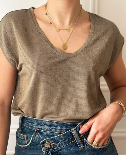 T-shirt Milo Greige