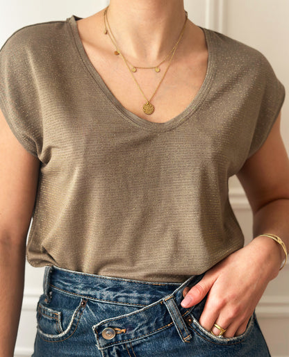 T-shirt Milo Greige