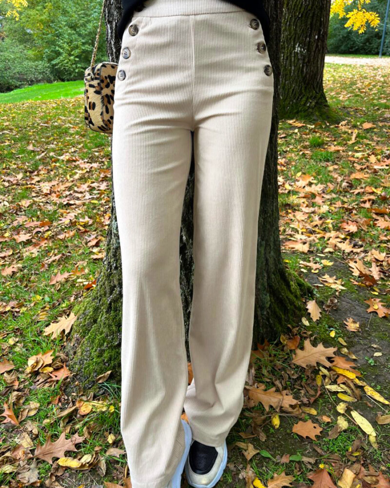 Vous allez craquer pour notre nouveau pantalon Ugo ! Ce pantalon tout doux vous accompagnera tout au long de l'automne ! Pantalon à ponts Pantalon en velour Pantalon côtelé Boutons à l'avant Tout doux On aime le porter avec une paire de baskets et un pull pour un look cosy et chaud !