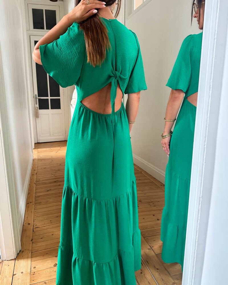 robe longue dos nu verte LES PIPLETTES E SHOP PRET A PORTER FEMININ